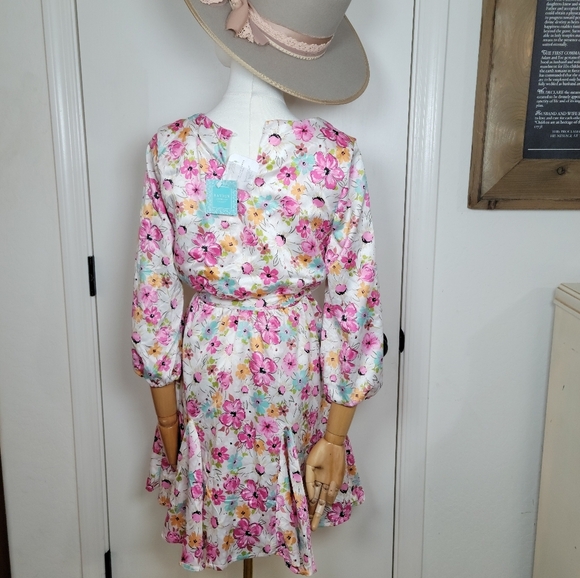 Hayden Los Angeles Pink Fit & Flare Spring Floral Dress Size Small - Picture 8 of 13
